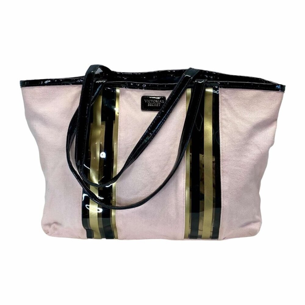 Victoria's Secret Pink Tote with Black and Gold Trim